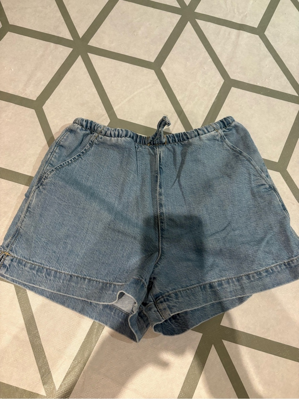 Zara Light Blue Elastic Waist Denim Shorts